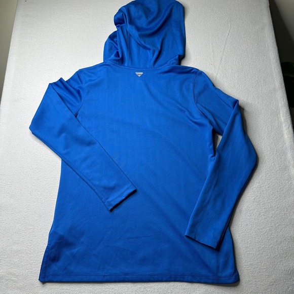 Columbia PFG Omni Shade Sun Protection Hoodie Long Sleeve V Neck Blue Women M - Picture 11 of 13
